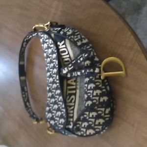 Christian Dior bag. Navy blue and cream